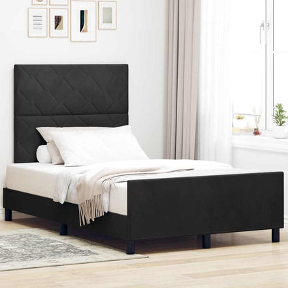 Boxspringbett mit Kopfteil Schwarz 120 x 190 cm Samt