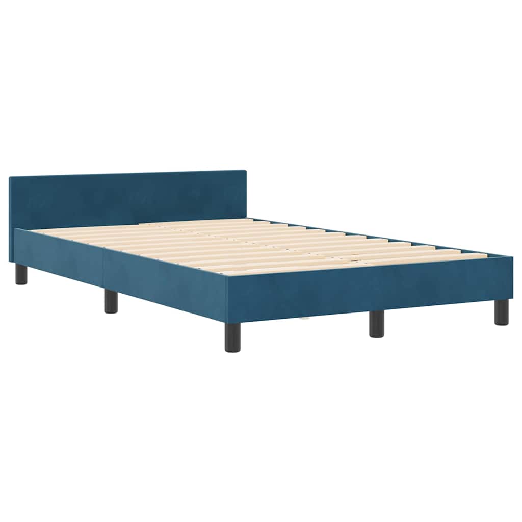 Boxspringbett mit Kopfteil Dunkelblau 120 x 200 cm Samt