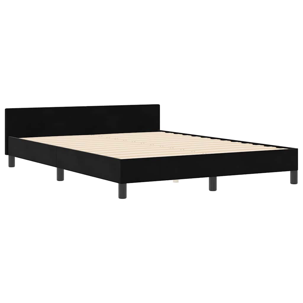 Boxspringbett mit Kopfteil Schwarz 140 x 200 cm Samt