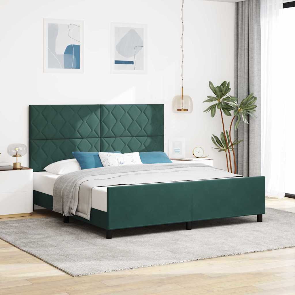vidaXL Boxspringbett mit Kopfteil Dunkelgrün 180 x 200 cm Samt