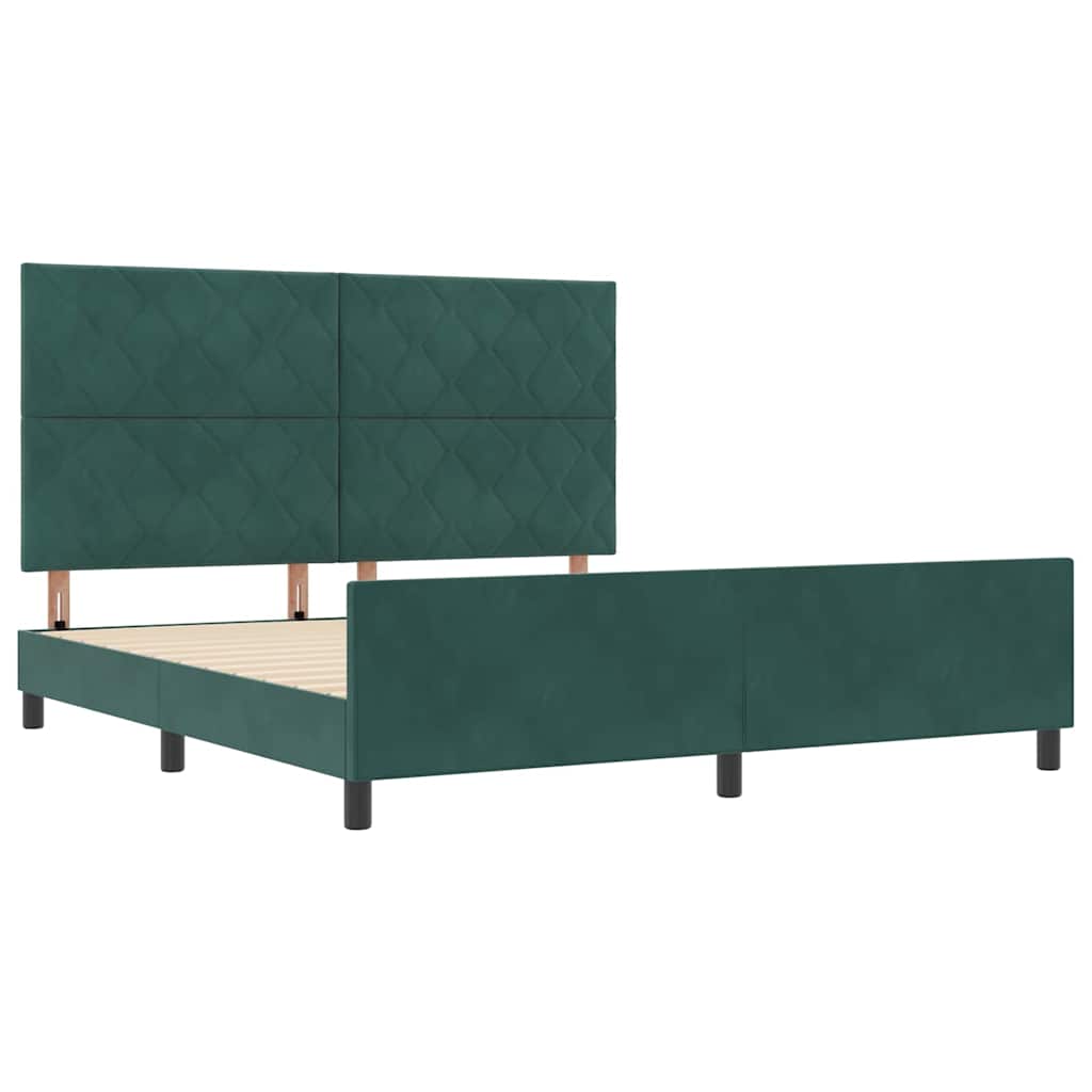 vidaXL Boxspringbett mit Kopfteil Dunkelgrün 180 x 200 cm Samt