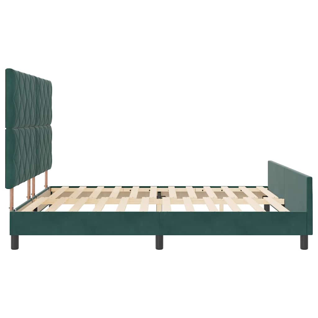 vidaXL Boxspringbett mit Kopfteil Dunkelgrün 180 x 200 cm Samt