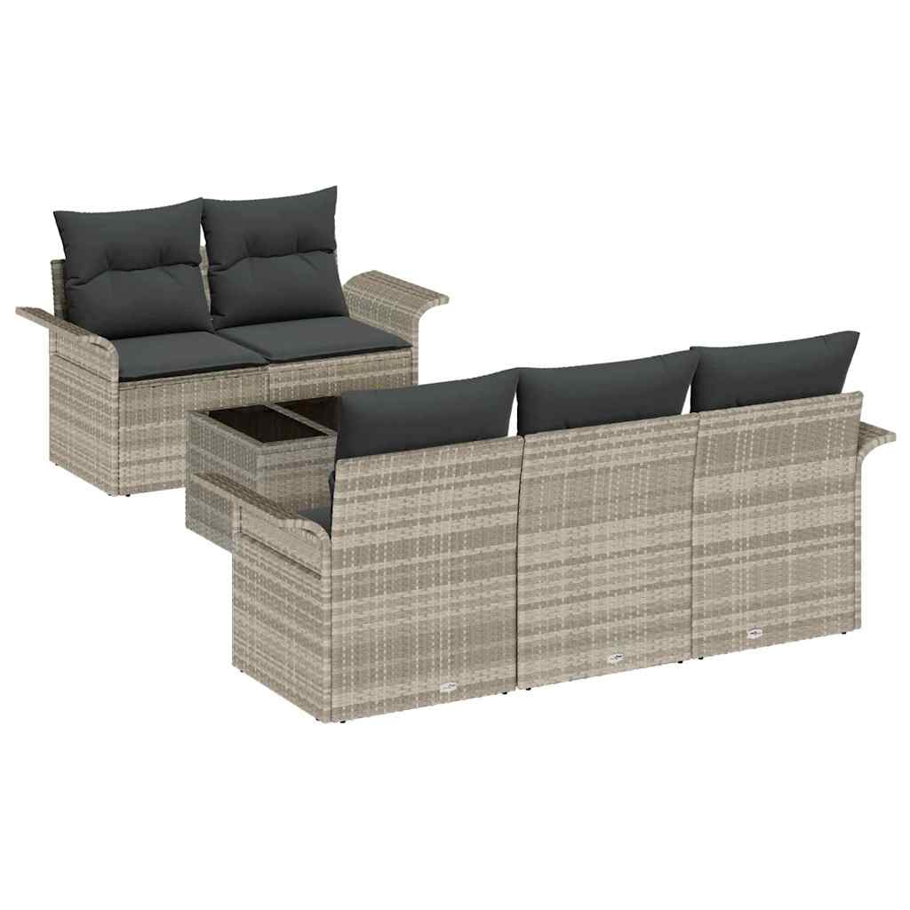 Garten-Sofa-Set mit Kissen 6 pcs Hellgrau und Dunkelgrau