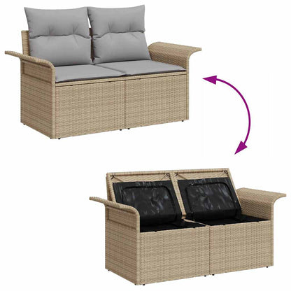Garten-Sofa-Set mit Kissen mit Speicher 7 pcs Beige und Grau