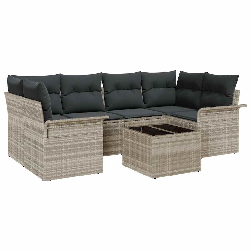 vidaXL Garten-Sofa-Set mit Kissen 7 pcs Hellgrau und Dunkelgrau