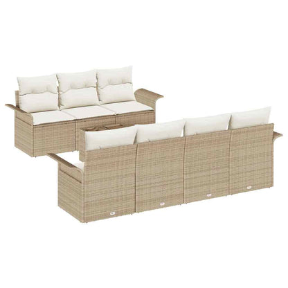 vidaXL Gartensofa-set mit Kissen 8 pcs Beige und Creme Poly-Rattan