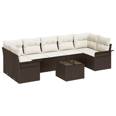 vidaXL Ensemble de canapés de jardin avec coussins 8 pcs Marron et crème Poly-rotin
