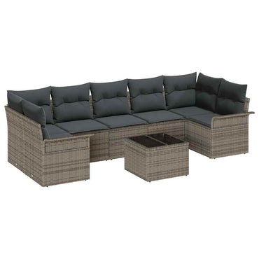 vidaXL Gartensofa-set mit Kissen mit Speicher 8 pcs Grau Poly-Rattan