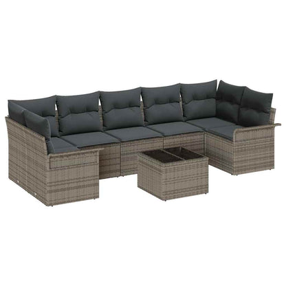 vidaXL Gartensofa-set mit Kissen mit Speicher 8 pcs Grau Poly-Rattan