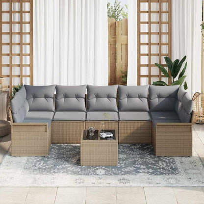 vidaXL Ensemble de canapés de jardin avec coussins 8 pcs Beige et Gris Résine tressée
