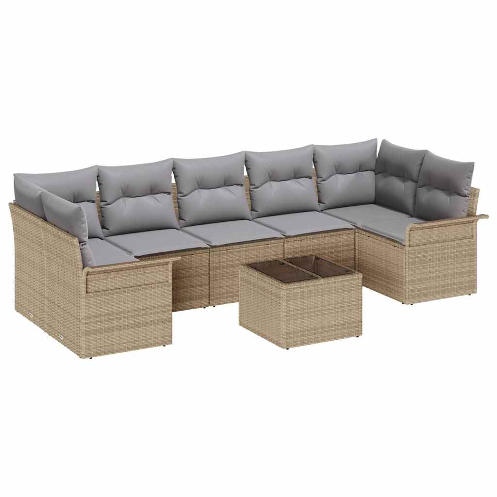 vidaXL Ensemble de canapés de jardin avec coussins 8 pcs Beige et Gris Résine tressée