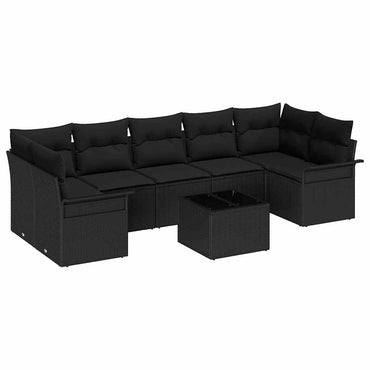 vidaXL Salon de jardin avec coussins 8 pcs Noir Résine tressée