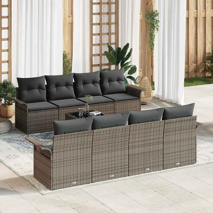 vidaXL Garten-Sofa-Set 9 pcs Grau Poly-Rattan und Stahl und Glas
