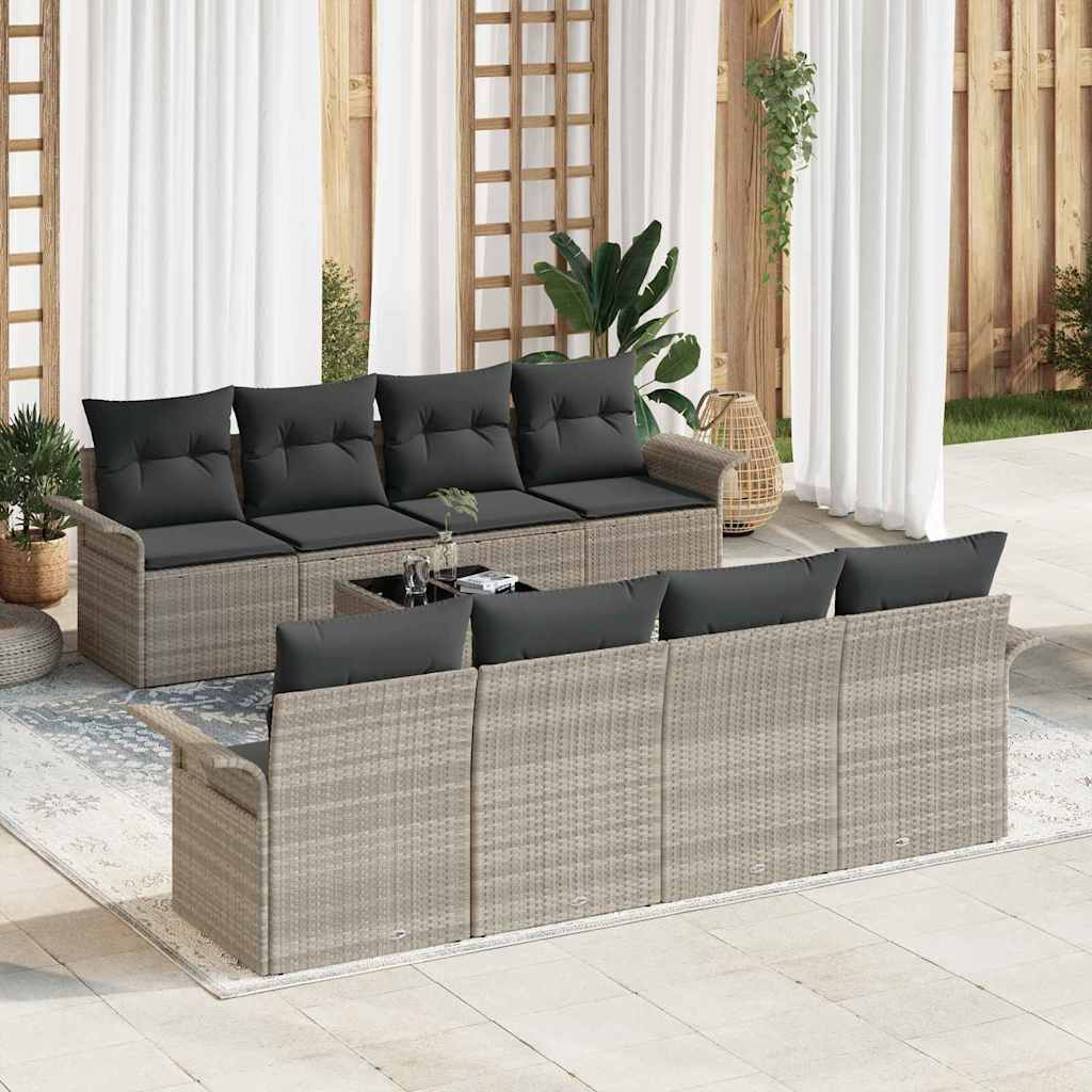 Garten-Sofa-Set mit Kissen 9 pcs Hellgrau und Dunkelgrau
