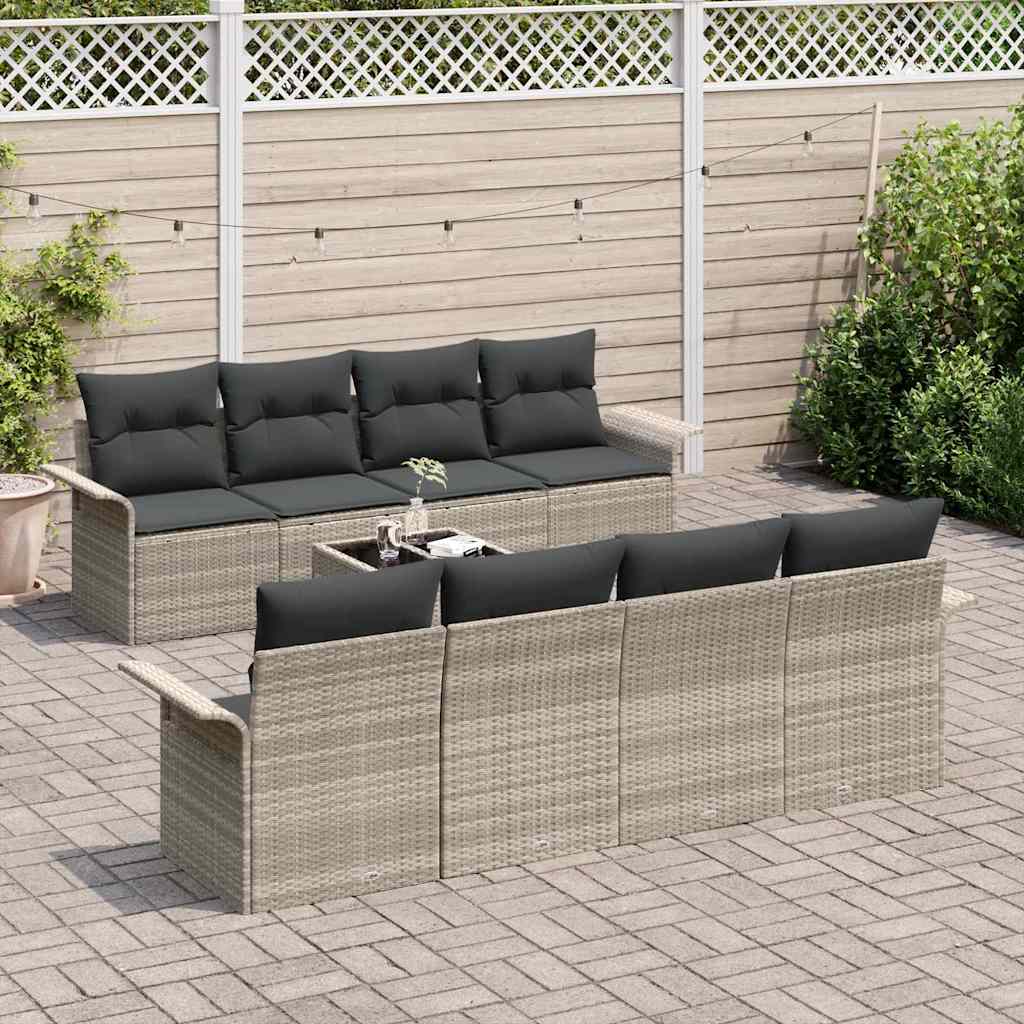Garten-Sofa-Set mit Kissen 9 pcs Hellgrau und Dunkelgrau