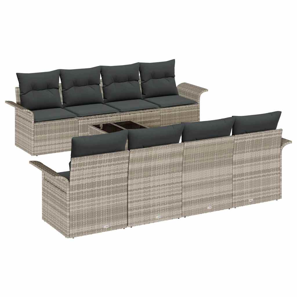 Garten-Sofa-Set mit Kissen 9 pcs Hellgrau und Dunkelgrau