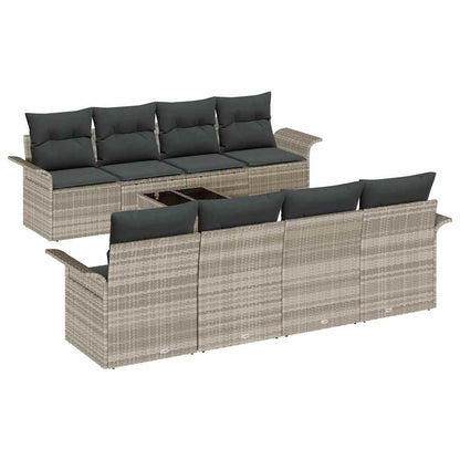 Garten-Sofa-Set mit Kissen 9 pcs Hellgrau und Dunkelgrau