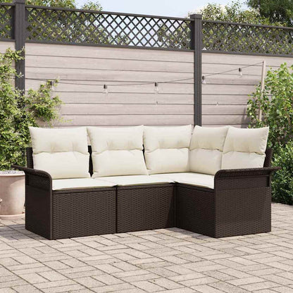 Gartensofa-set mit Speicher 4 pcs Braun Poly-Rattan