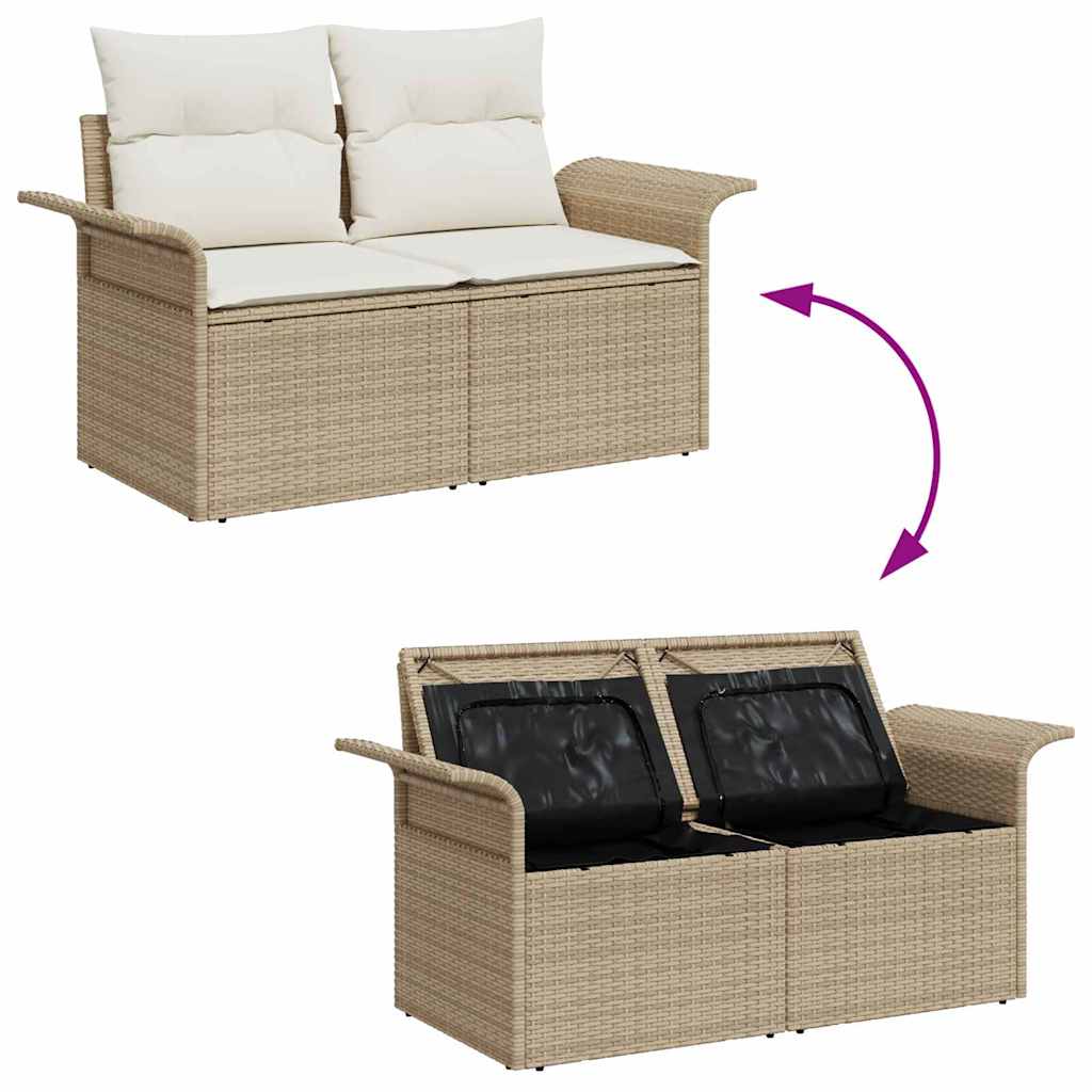 Gartensofa-set mit Speicher 4 pcs Beige Poly-Rattan