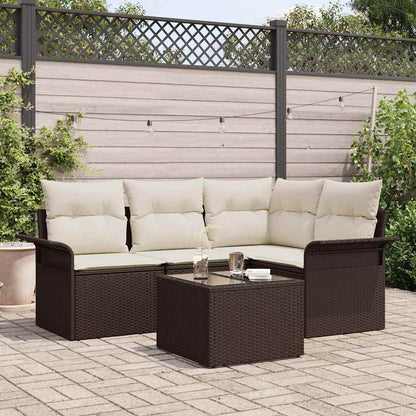 Gartensofa-set mit Speicher 5 pcs Braun Poly-Rattan
