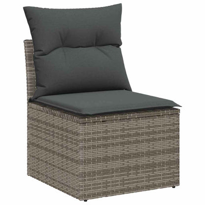 Gartensofa-set mit Speicher 5 pcs Grau Poly-Rattan