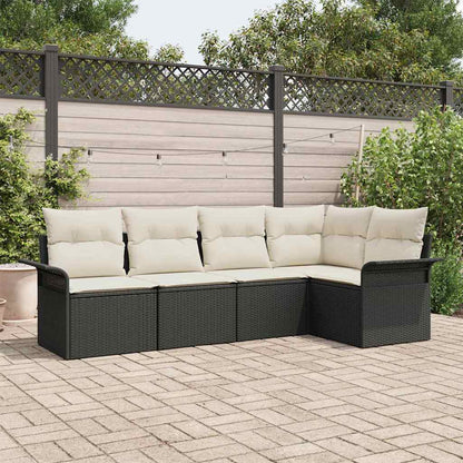 Gartensofa-set mit Speicher 5 pcs Schwarz Poly-Rattan