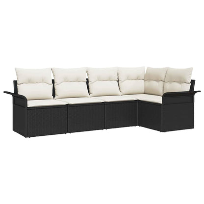 Gartensofa-set mit Speicher 5 pcs Schwarz Poly-Rattan