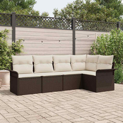 Gartensofa-set mit Speicher 5 pcs Braun Poly-Rattan