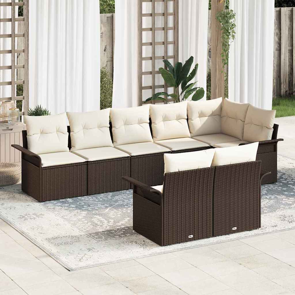 Gartensofa-set mit Speicher 8 pcs Braun Poly-Rattan