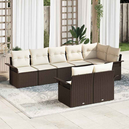 Gartensofa-set mit Speicher 8 pcs Braun Poly-Rattan