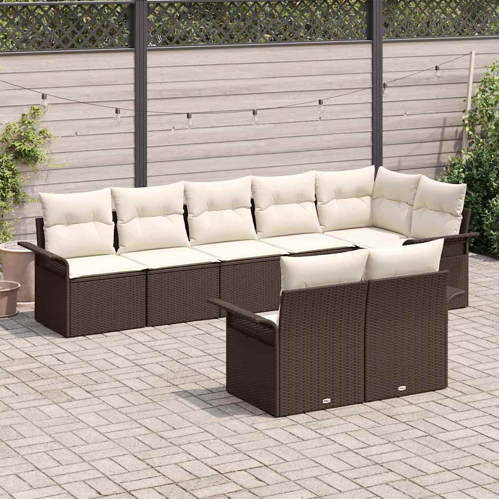 Gartensofa-set mit Speicher 8 pcs Braun Poly-Rattan