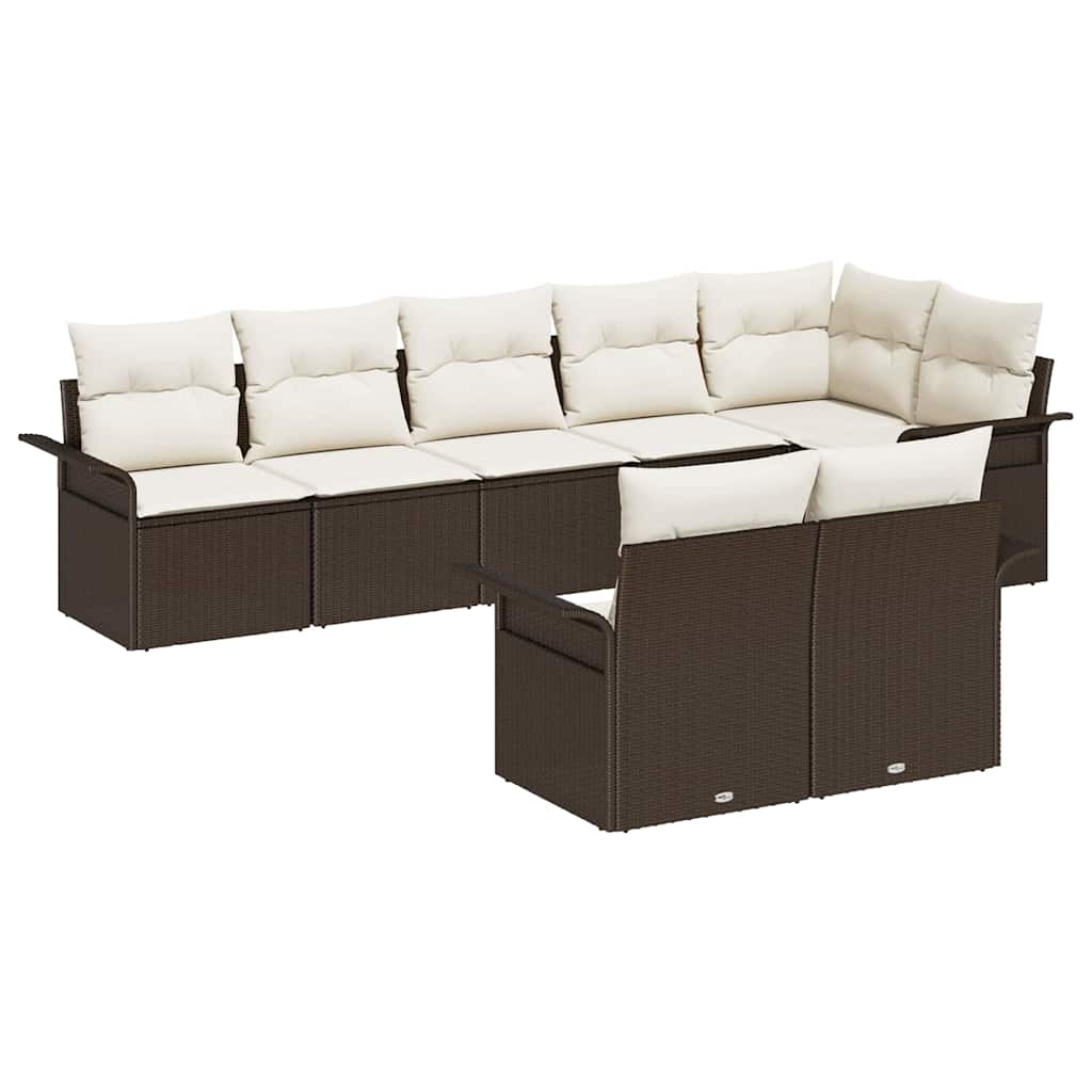 Gartensofa-set mit Speicher 8 pcs Braun Poly-Rattan