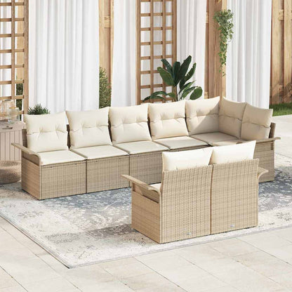 Gartensofa-set mit Speicher 8 pcs Beige Poly-Rattan