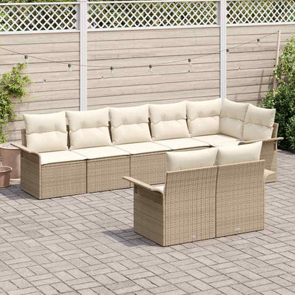 Gartensofa-set mit Speicher 8 pcs Beige Poly-Rattan