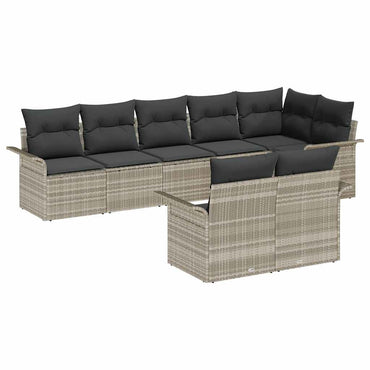 vidaXL Gartensofa-set mit Speicher 8 pcs Hellgrau Poly-Rattan