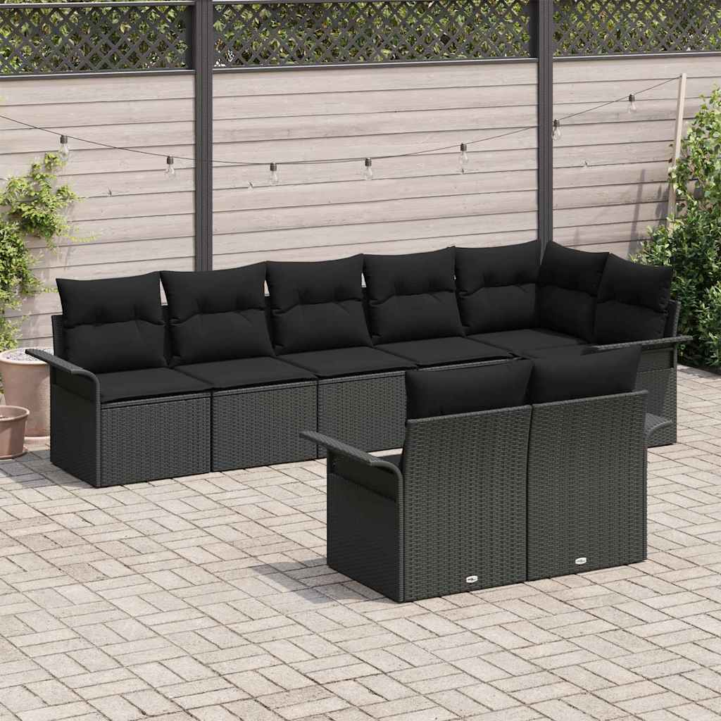 vidaXL Salon de jardin avec rangement 8 pcs Résine tressée Noir