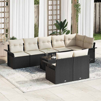 Gartensofa-set mit Speicher 9 pcs Schwarz Poly-Rattan