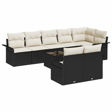 vidaXL Gartensofa-set mit Speicher 9 pcs Schwarz Poly-Rattan