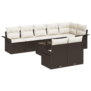 vidaXL Gartensofa-set mit Speicher 9 pcs Braun Poly-Rattan