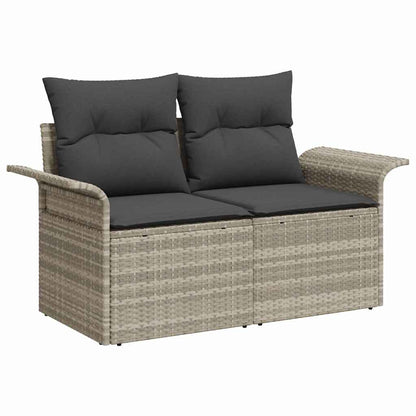 vidaXL Gartensofa-set mit Speicher 9 pcs Hellgrau Poly-Rattan