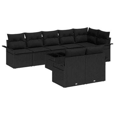 vidaXL Gartensofa-set mit Speicher 9 pcs Schwarz Poly-Rattan