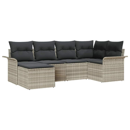 Gartensofa-set mit Speicher 6 pcs Hellgrau Poly-Rattan