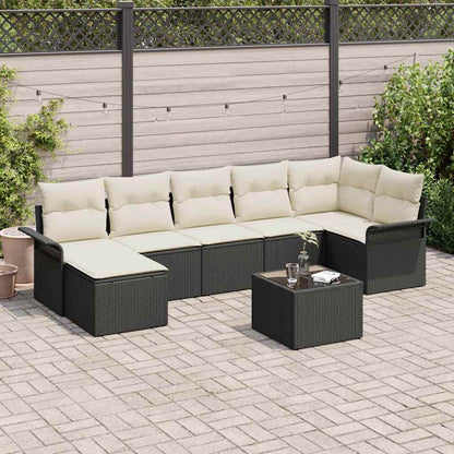 Gartensofa-set mit Speicher 8 pcs Schwarz Poly-Rattan