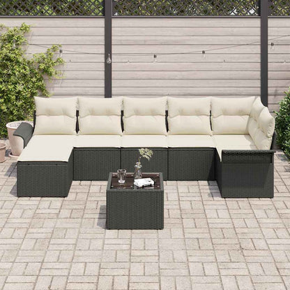 Gartensofa-set mit Speicher 8 pcs Schwarz Poly-Rattan