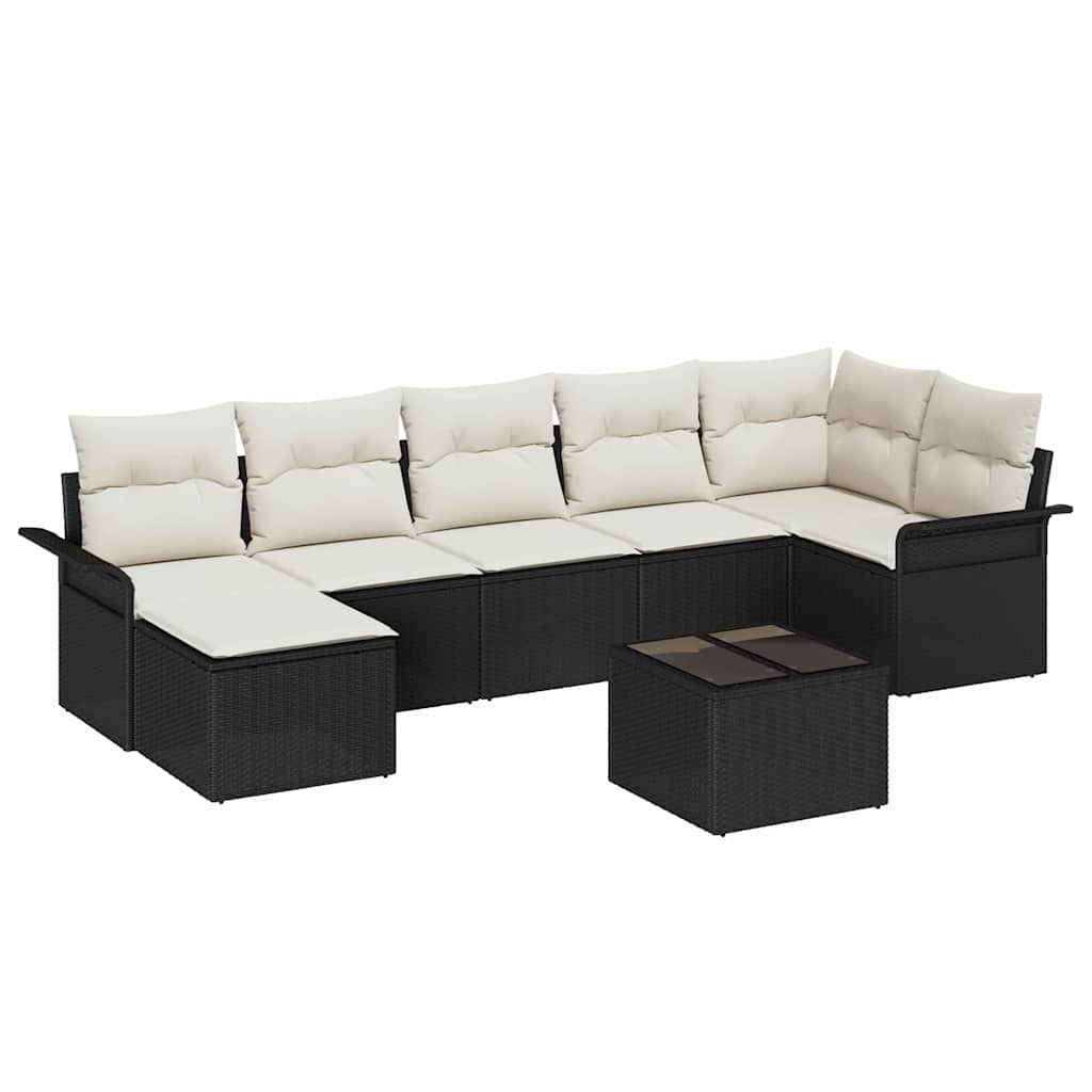 Gartensofa-set mit Speicher 8 pcs Schwarz Poly-Rattan