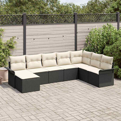 vidaXL Salon de jardin 8 pcs avec coussins Noir Résine tressée
