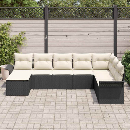 vidaXL Salon de jardin 8 pcs avec coussins Noir Résine tressée