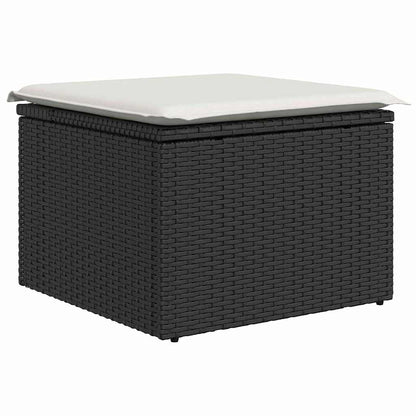 vidaXL Salon de jardin 8 pcs avec coussins Noir Résine tressée