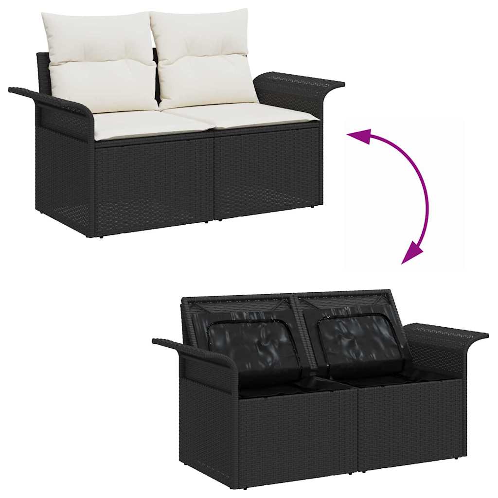 vidaXL Salon de jardin 8 pcs avec coussins Noir Résine tressée