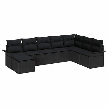 vidaXL Salon de jardin 8 pcs avec coussins Noir Résine tressée